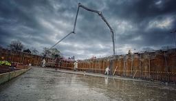 Concrete Chemicals. Concrete pour on a Large Construction Site